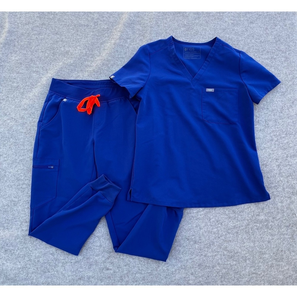 FIGS Catarina Scrub Set Womens Small Blue Catarina V-Neck & Zamora Jogger Pants